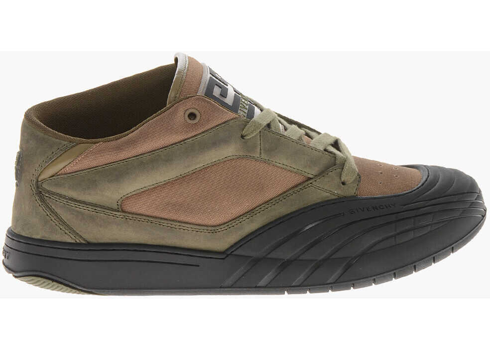 Sneakers Givenchy Nappa Leather And Nylon Mid Sneakers With Front Logo Military Green Barbati (BM 19760390) 3