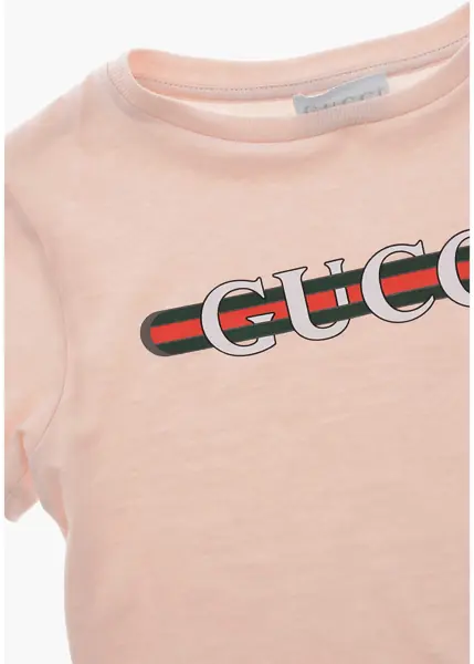 Tricouri Gucci Crewneck T-Shirt With Printed Logo Pink Baieti (BM 19760396) 2