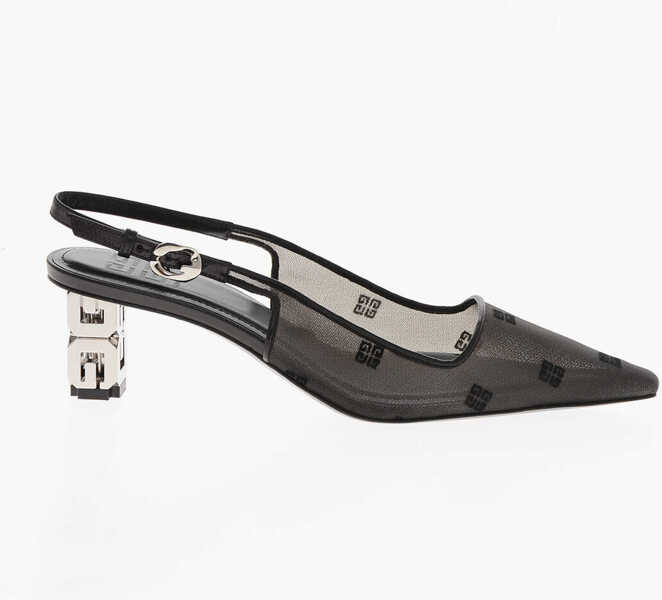 Pantofi stiletto Givenchy Monogram Mesh Slingbacks With Iconic 5Cm Heel Black Femei (BM 19760402) 3