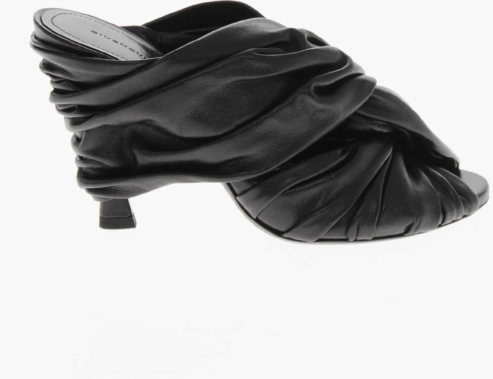 Saboti Givenchy Open-Toe Leather Mules Twist With 10Cm Heel Black Femei (BM 19760417) 3