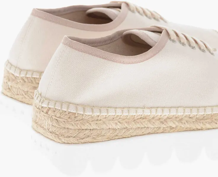 Espadrile Marni Low-Top Sneakers Espadrillas In Canvas With Square Toe White Femei (BM 19760426) 2
