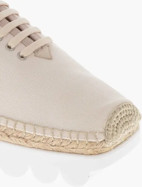 Espadrile Marni Low-Top Sneakers Espadrillas In Canvas With Square Toe White Femei (BM 19760426) 4
