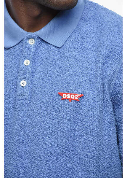 Tricouri Polo DSQUARED2 Cotton Terry Polo With Logo Pin Light Blue Barbati (BM 19760429) 3