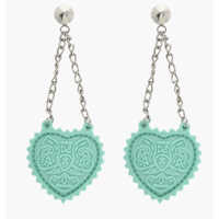 Cercei DSQUARED2 Open Your Heart Drop Earrings With Embossed Print