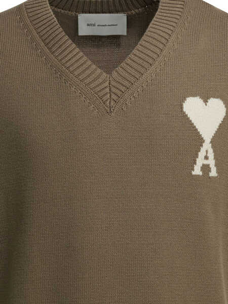 Pulovere casual AMI Paris Knitwear Brown Barbati (BM 19760835) 3