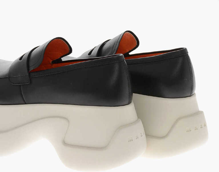 Mocasini Marni Leather Penny Loafers With 8Cm Platform Sole Black Femei (BM 19760900) 2