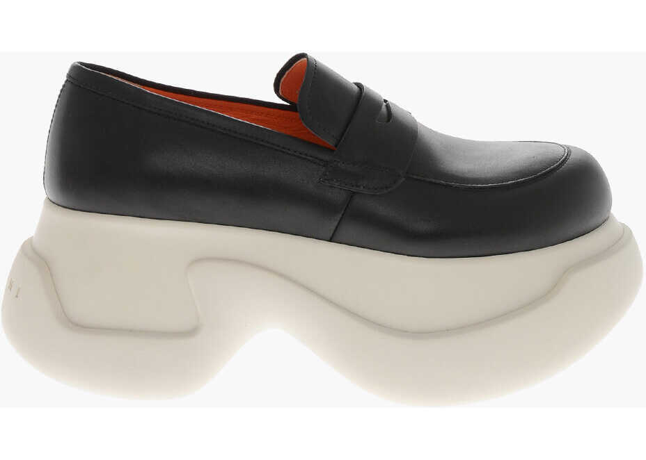 Mocasini Marni Leather Penny Loafers With 8Cm Platform Sole Black Femei (BM 19760900) 3