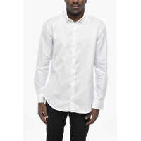 Camasi elegante Giorgio Pure Cotton Solid-Color Shirt With Chevron Pattern Barbati