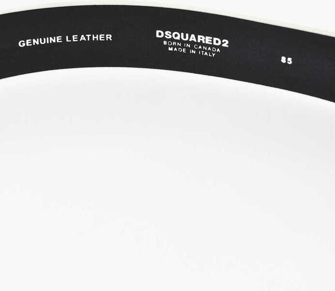 Curele DSQUARED2 Leather Belt With Monogram Buckle 30Mm White Femei (BM 19760921) 3