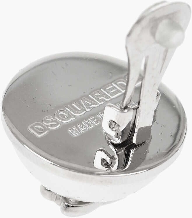 Cercei DSQUARED2 Metal Clip-On Earrings With Embossed Monogram Silver Femei (BM 19760927) 3