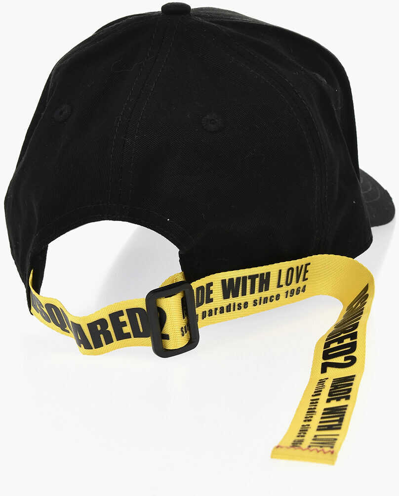 Sepci DSQUARED2 Cotton Baseball Cap With Patch Black Barbati (BM 19760936) 2