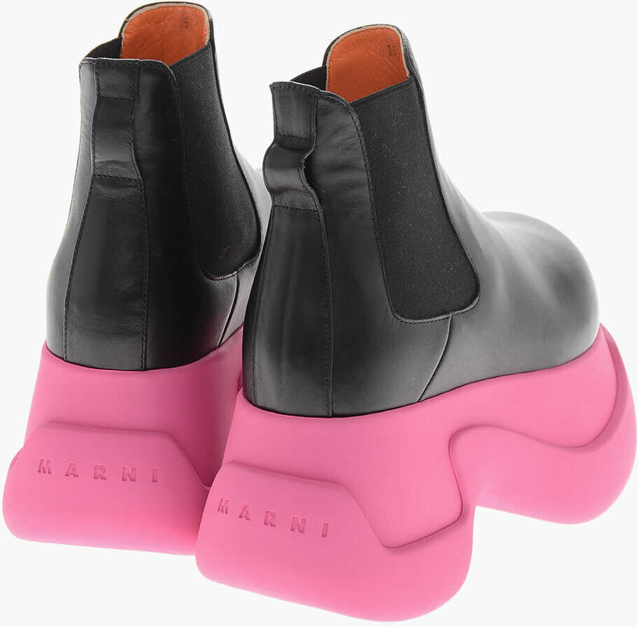 Botine Marni Leather Chelsea Boots With 8Cm Chunky Sole Black Femei (BM 19760951) 2