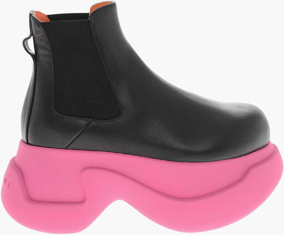 Botine Marni Leather Chelsea Boots With 8Cm Chunky Sole Black Femei (BM 19760951) 3