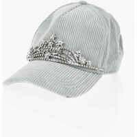 Sepci DSQUARED2 Ribbed Velour Baseball Cap Tiara With Metal Detail Embellish
