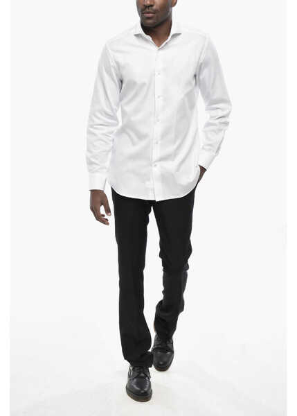 Camasi casual LABORATORIO DEL CARMINE Solid-Color Shirt Giotto With French Collar White Barbati (BM 19760963) 4