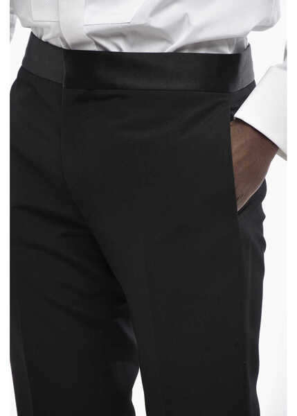 Pantaloni eleganti Givenchy Wool Trousers With Satin Waist Detail Black Barbati (BM 19760981) 3