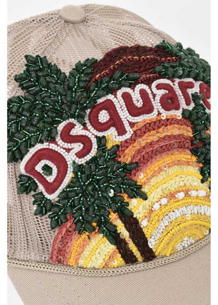 Sepci DSQUARED2 Cotton And Mesh Baseball Cap Tropical With Bead And Sequin E Beige Femei (BM 19761020) 3