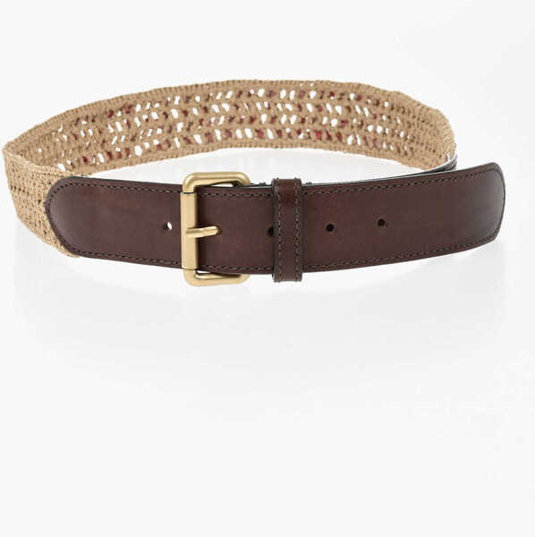 Curele DSQUARED2 40Mm Raffia Belt With Embossed Logo Beige Femei (BM 19761047) 2