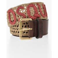 Curele 40Mm Raffia Belt With Embossed Logo Femei