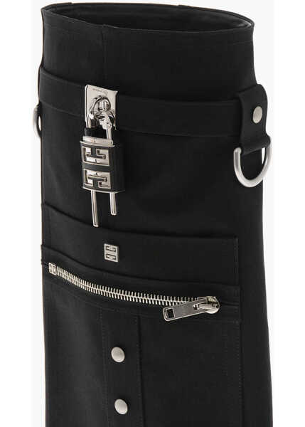 Cizme lungi Givenchy Canvas Knee-High Boots Cowboy With Cargo Design 7Cm Heel Black Femei (BM 19761059) 4