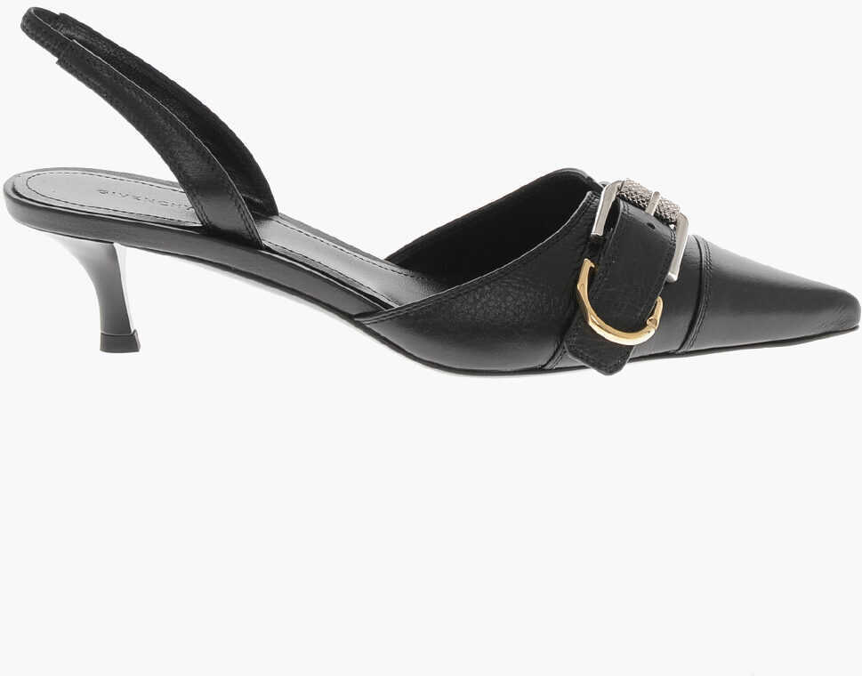 Pantofi stiletto Givenchy Leather Slingbacks Voyou With Front Buckle Black Femei (BM 19761062) 3