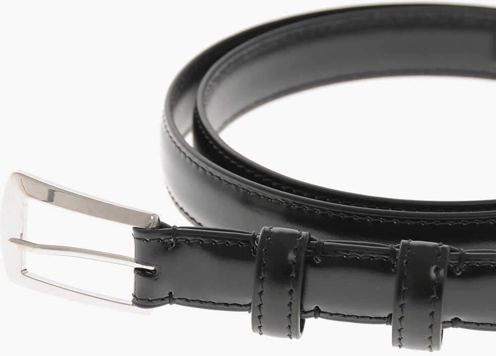 Curele Cline Solid Leather Belt With 20Mm Silver Buckle Black Barbati (BM 19761068) 2
