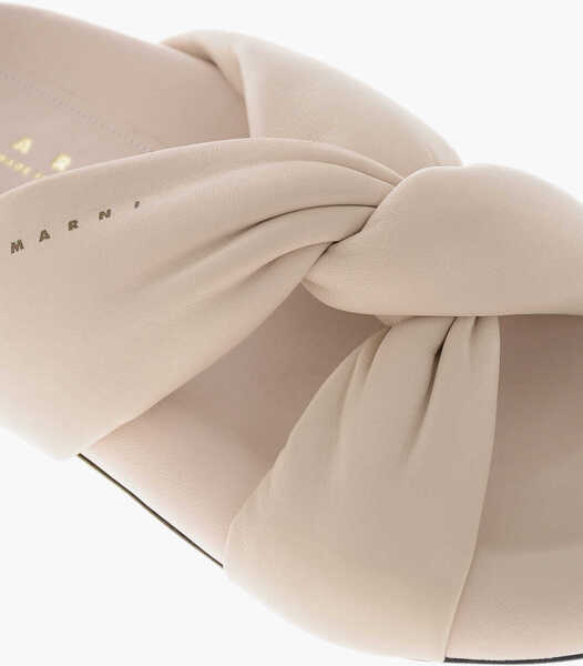 Sandale fara toc Marni Leather Sandals With Chunky Sole Beige Femei (BM 19761095) 4