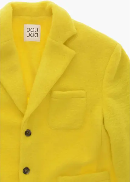 Paltoane DOUUOD Virgin Wool-Blend Coat With Patch Pockets Yellow Fete (BM 19761125) 2