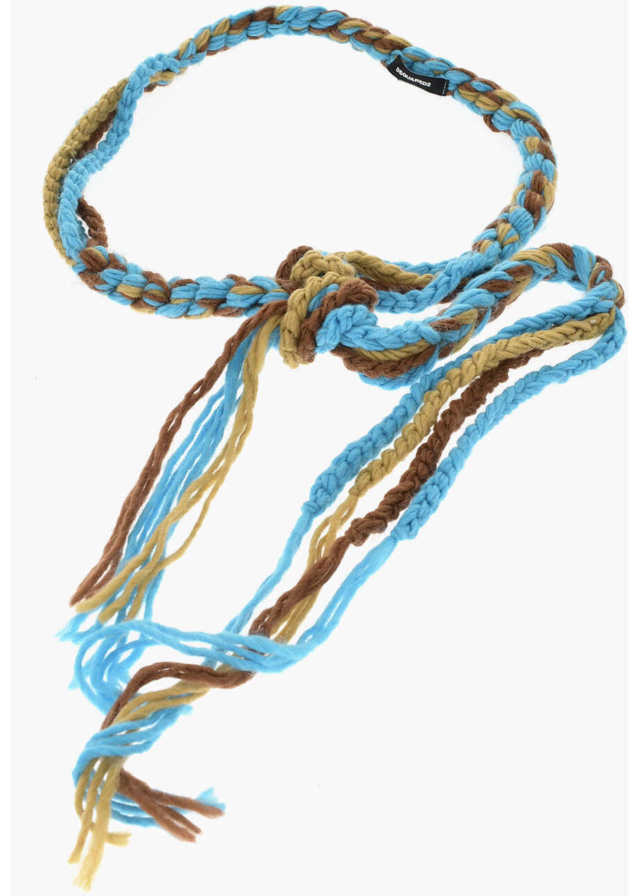 Esarfe DSQUARED2 Wool-Blend Cable Knit Scarf Blue Barbati (BM 19761128) 2