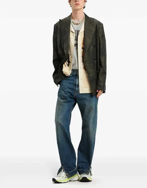 Blugi drepti Palm Angels Jeans Mom Fit Workwear With Ankle Button 22Cm Blue Barbati (BM 19761137) 2