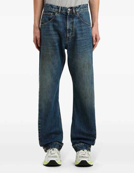 Blugi drepti Palm Angels Jeans Mom Fit Workwear With Ankle Button 22Cm Blue Barbati (BM 19761137) 3