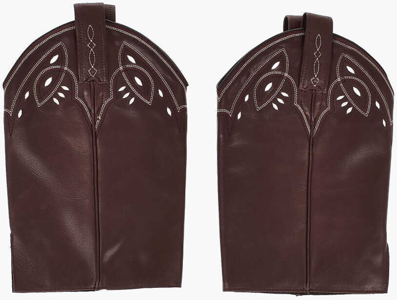 Accesorii de voiaj DSQUARED2 Cowboy-Style Leather Gaiters Burgundy Femei (BM 19761146) 2