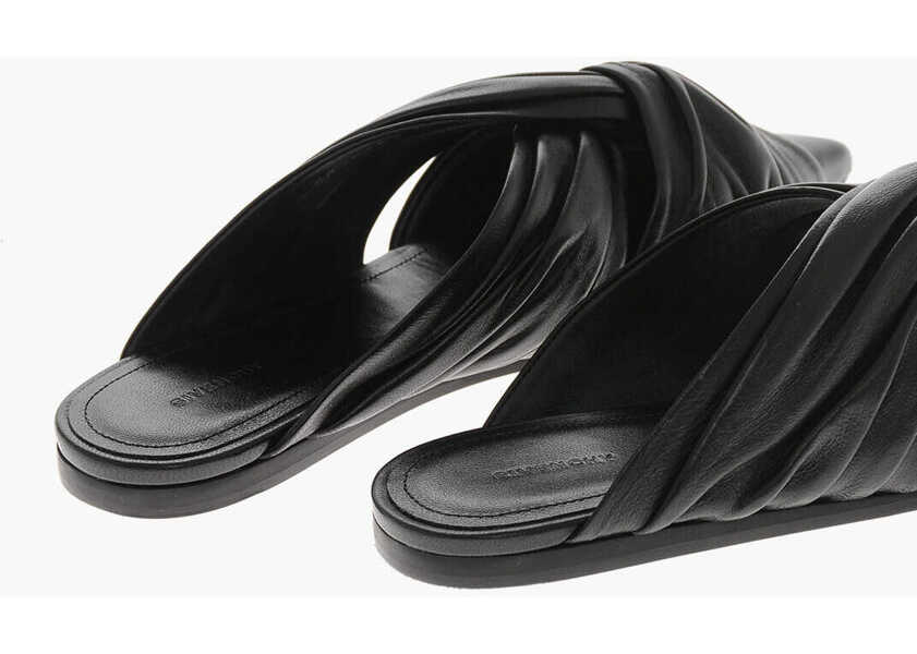 Papuci Givenchy Flat Leather Mules Twist With Leather Sole Black Femei (BM 19761161) 2