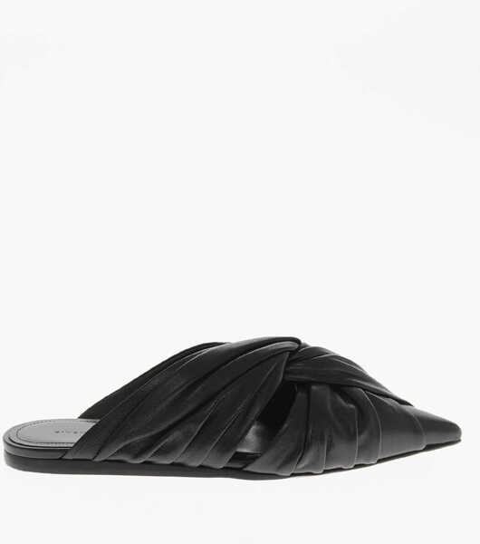 Papuci Givenchy Flat Leather Mules Twist With Leather Sole Black Femei (BM 19761161) 3