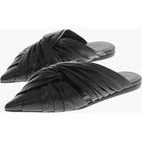 Papuci Flat Leather Mules Twist With Leather Sole Femei