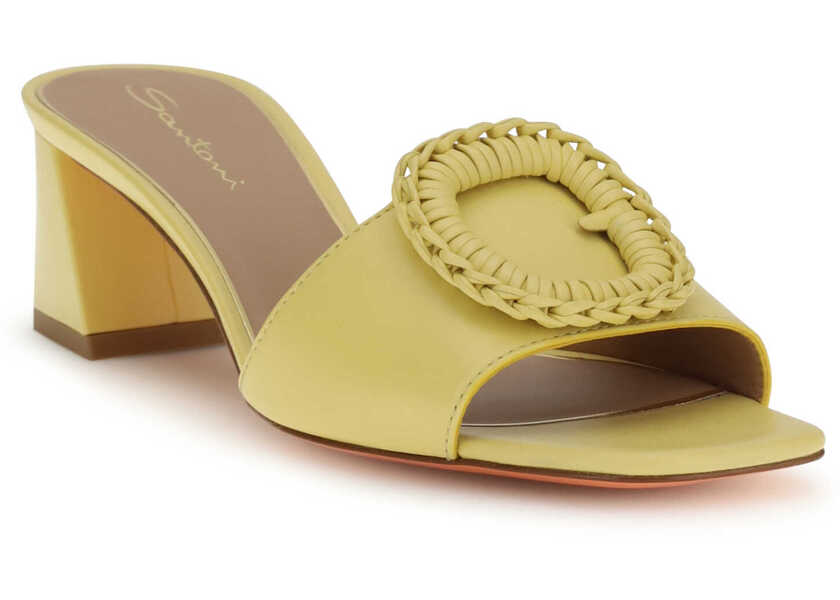Pantofi cu toc Santoni Leather Sandals Mules YELLOW Femei (BM 19761260) 2