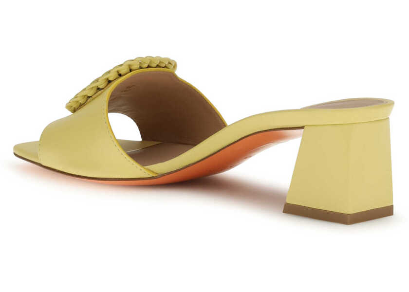 Pantofi cu toc Santoni Leather Sandals Mules YELLOW Femei (BM 19761260) 3