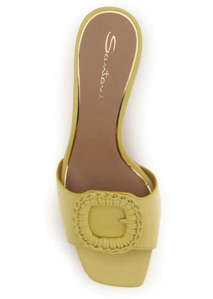 Pantofi cu toc Santoni Leather Sandals Mules YELLOW Femei (BM 19761260) 4