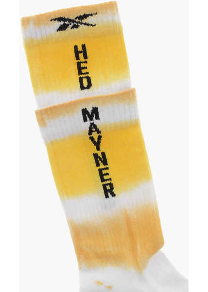 Sosete HED MAYNER Reebok Tie-Dye Effect Cotton Socks With Contrasting Logo Yellow Barbati (BM 19761380) 2