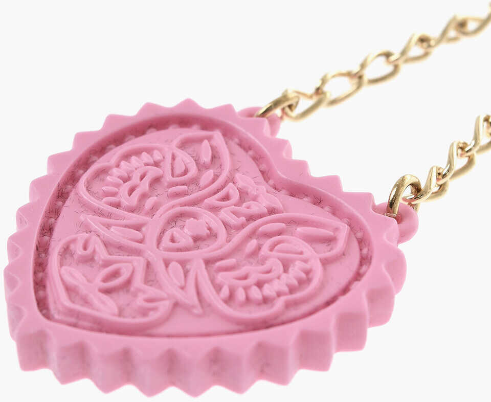 Cercei DSQUARED2 Open Your Heart Pendant Earrings With Embossed Print Pink Femei (BM 19761386) 2