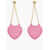DSQUARED2 Open Your Heart Pendant Earrings With Embossed Print Pink