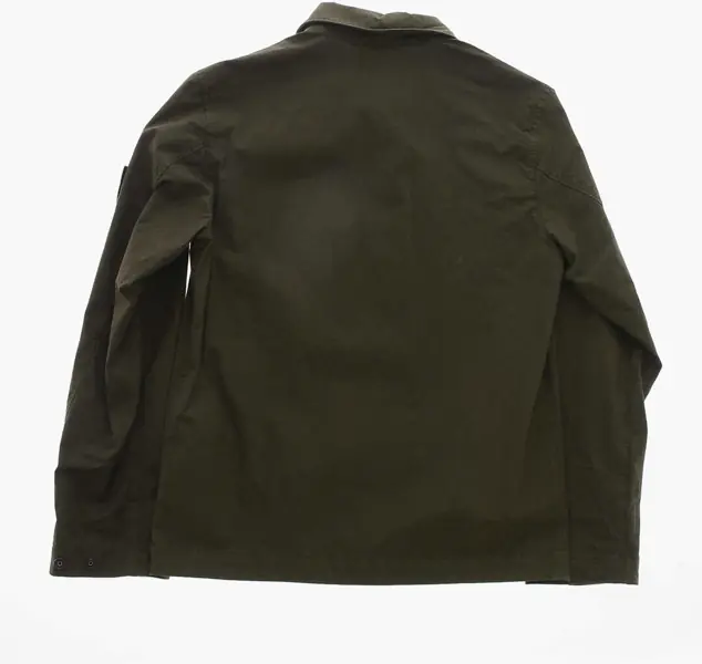 Camasi Stone Island Cotton Blend Overshirt With Front Zip Military Green Baieti (BM 19761395) 3