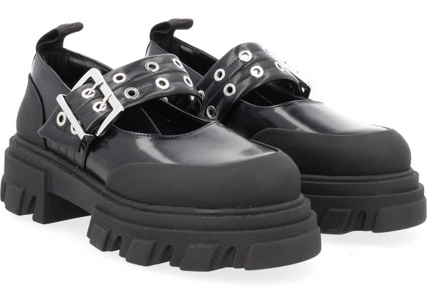 Balerini Ganni Ballerina With Logo Buckle BLACK Femei (BM 19761455) 2