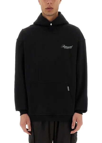 Bluze de trening REPRESENT Felpa Con Cappuccio BLACK Barbati (BM 19761560) 2