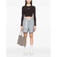 Topuri Jil Sander Dama - Bluze Jil Sander Cropped Top With Logo BROWN Femei (BM 19761599) - B-mall.ro