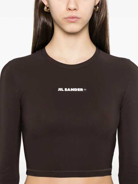 Bluze Jil Sander Cropped Top With Logo BROWN Femei (BM 19761599) 5