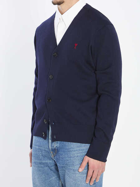 Cardigane AMI Paris Ami De Coeur Wool Cardigan BLUE Barbati (BM 19762328) 2