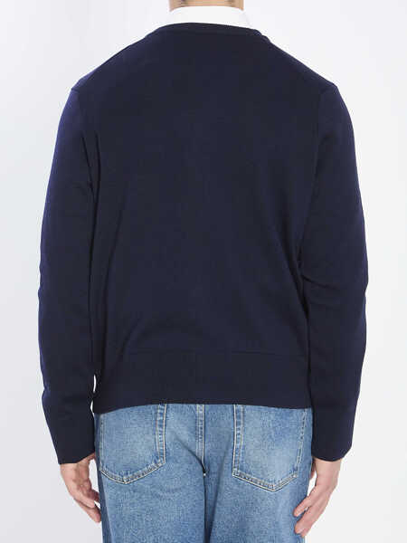 Cardigane AMI Paris Ami De Coeur Wool Cardigan BLUE Barbati (BM 19762328) 4