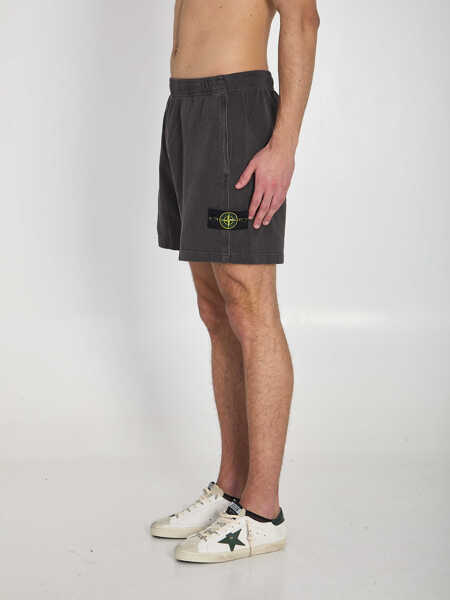 Pantaloni scurti Stone Island Fleece-Lined Cotton Shorts BLACK Barbati (BM 19762331) 2