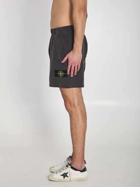 Pantaloni scurti Stone Island Fleece-Lined Cotton Shorts BLACK Barbati (BM 19762331) 3